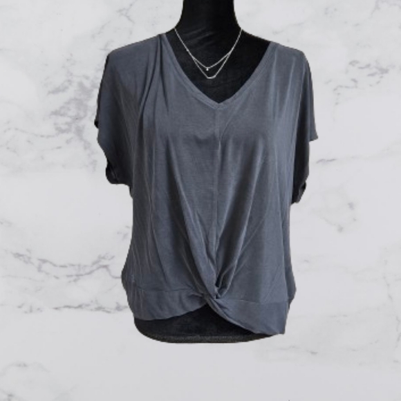Lucky Brand Tops - Lucky Brand women's large charcoal gray short sleeve top EUC.